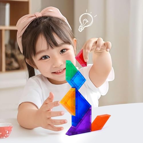 YPLUS Mini Magnetic Tiles Travel Magnetic Blocks Building Toys, 700 Shapes 3D Magnet Tangrams Puzzle, Toddlers Montessori Road Trip Toys STEM Educational Activity for Kids 4-8, 8-12 — view 6