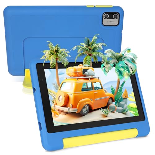 ryesug Kids Tablet 7 inch, Android 13 Tablets for Kid, 8GB RAM+64GB ROM (Expand to 128GB), Parental Control, Kids Software Pre-Installed, Dual Camera, Android Learning Tablet with Proof Case (Blue)