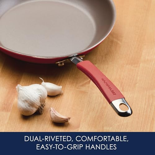 Image of Rachael Ray Cucina Nonstick Cookware /Pots and Pans Set, 10 Piece - Cranberry Red