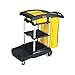 Rubbermaid Commercial Products Industrial High Capacity Storage Janitorial Cart with Wheels/Casters Two Caddies and Zippered Yellow Bag for School/Retail/Hospitality/Restaurant Black