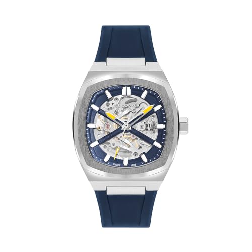 Lee Cooper Automatic Skeleton Blue Tonneau Dial Men's Watch - LC07902.399