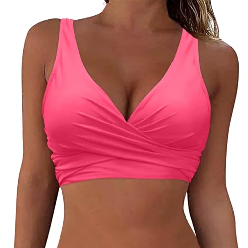 Bikinis Mujer 2025,Parte Superior de Bikini para Mujer Sexy Cuello V Fruncido Sujetador Deportivos Pusu Up Sujetador Bikini Parte de Arriba Top Traje de Baño Mujer Bañadores Mujer Ofertas
