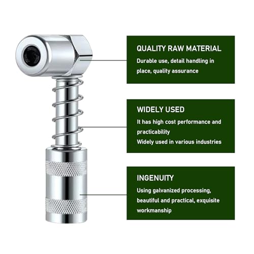Image of Pack-2 Car 90 Degree 1 /8 NPT Grease Nozzle, Grease Coupler Adapter with Sleeve, Non-Slip 3 Claw Coupler Grease Fitting Tool, Universal for Cars Grease Gun Lubrication Accessories (Silver)