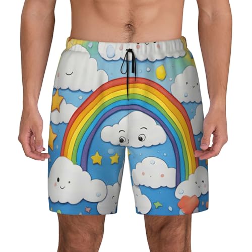 Traje de baño para hombre de secado rápido con diseño de nubes de arco iris para playa