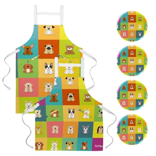 Tablier de cuisine pour pâtisserie et nettoyage avec 4 broches incluses