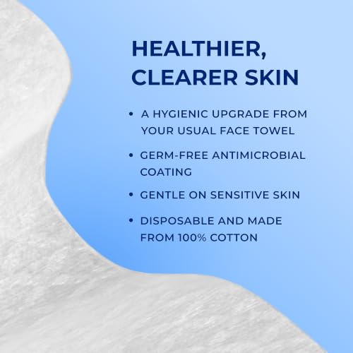 Image of Q-tips Clean Disposable Face Towels for Cleansing, 100% Cotton, 50 Count