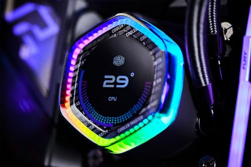 Cooler Master MasterLiquid 360 Ion Watercooler pour CPU - Écran LCD 2.1", Watercooling AIO, Pompe à Double Chambre Gen X, Ventilateurs Mobius 120P ARGB, RGB Adressable Gen 2, Brackets LGA1700 & AM5