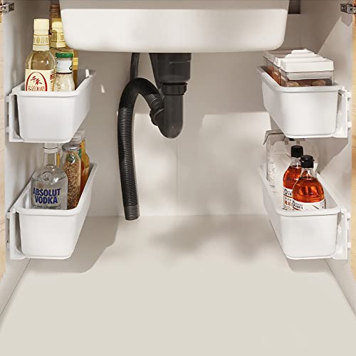 YHANEC 2 Pcs Under Sink Storage, Pull Out Kitchen Organiser, Slide Out Cabinet Storage Baskets - Image 3