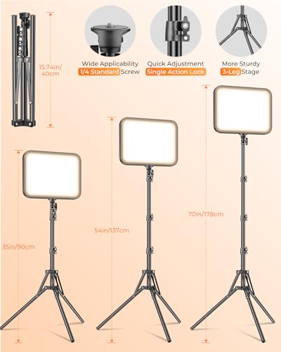 Torjim 12\'\' LED Video Light Kit | High Brightness | 5 Lighting Modes | 3000-6500K Studio Lights with Tripod Stand, Phone Holder &Wireless Remote | Professional Photography Lighting for Video Recording