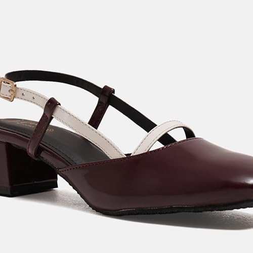 Image of JM LOOKS Women's Glossy Buckle Strap Mary Jane Block Heel with Bow Detail