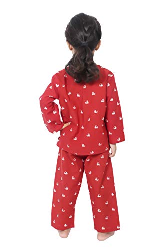 Image of Boys & Girls Cotton Night Suit, Red, 2-3 Years