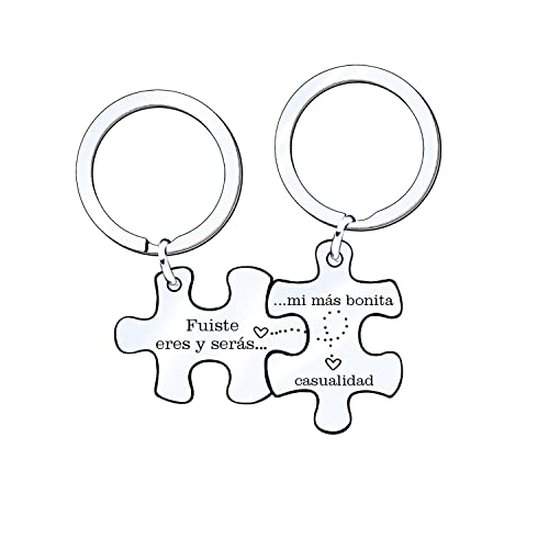 MNBVBV Llaveros Personalizados para parejas - Llavero de pieza de puzzle para amor y coche - Placa grabada para cumpleaños y San Valentin (1)