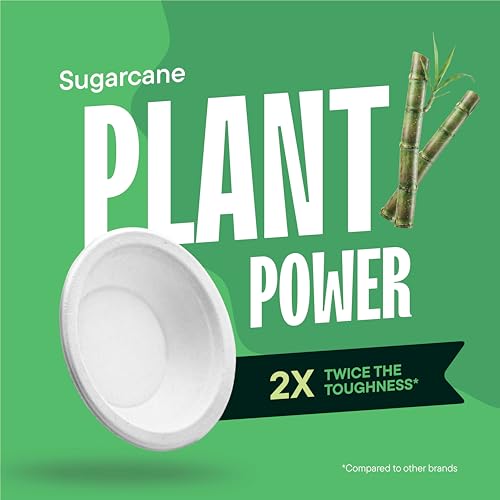 Cuencos de papel biodegradables de caña de azúcar, cuenco desechable blanco de 12 oz para picnic 6