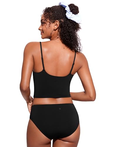 CRZ YOGA Womens Scoop Neck Bikini Tops U Back Longline Swimsuit Adjustable Spaghetti Straps Bathing Suit Crop Tankini2