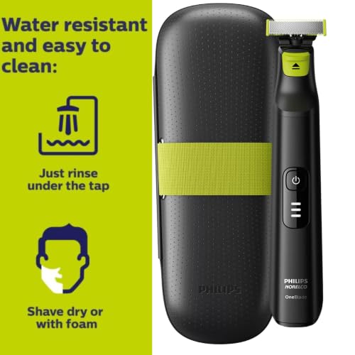 Image of PHILIPS OneBlade Pro Face + Body Hybrid Electric Trimmer & Shaver, Rechargeable, Adjustable 14-Length Precision Comb, Body Kit, Dual-Sided Blade, Wet & Dry Use, Travel Case
