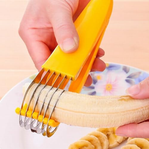 Miniatura 3 de Cortador De Platano,Platano Slicer Rebanador De Bananas Cortador De Frutas Acero Inoxidable Cortador Multifuncional Para Plátanos Pepinos Salchichas Y Kiwi