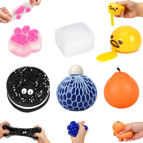 MOPUBZO 6 Stück Anti-Stress Spielzeug, Squishy Pfote & Oreo Squeeze Toy, sensorisches Drückspielzeug für Kinder und Erwachsene, ideal zur Entspannung und Stressabbau