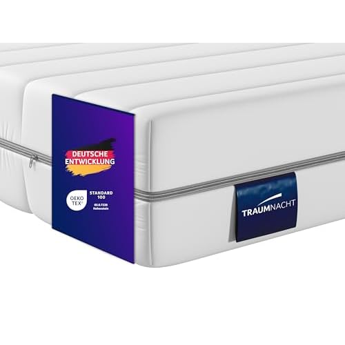 Traumnacht Basis Kaltschaummatratze mit 7-Zonen-Schnitt für alle Schlaftypen H3, 90 x 200 cm, weiß