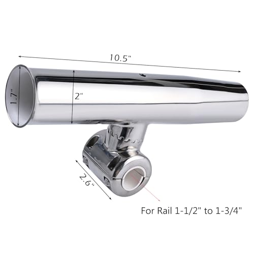 NovelBee 2pcs Fishing Rod Holders,Clamp on Stainless Steel Rod Holder for Boat Marine (for Rail 1-1/2" to 1-3/4") by NovelBee - Image 2