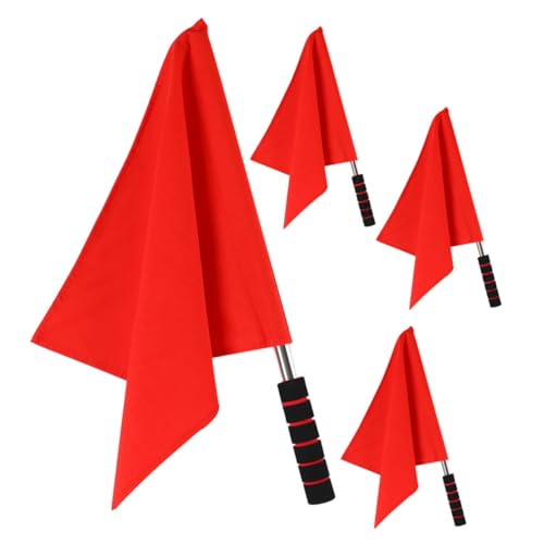 TOYANDONA 4Pcs Hand Signal Flags for Traffic and Racing Ergonomic Pole Lightweight Referee Warning Flags for Sports and Festival Events
