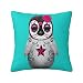 Federa per cuscino per cuscino con teschio di zucchero rosa del giorno dei morti, motivo pinguino, blu per divano letto, decorazione della casa, 40 x 40 cm
