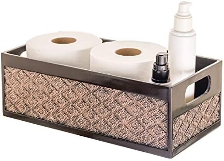 Dublin Bathroom Decor Box Toilet Paper Storage Basket - Decorative Bathroom Storage Toilet Tank Topper - Bathroom Organizer Countertop Container for Organization, Modern Brown Bathroom Decor Storage