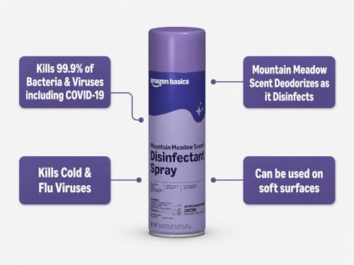 Amazon Basics Disinfectant Spray, Mountain Meadow Scent, Kills 99.9% of Bacteria, 19 Oz, Pack of 1 view 3