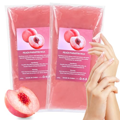 MAQIHAN Paraffin Wax for Hand and Feet - 2 Pack Paraffin Wax Refills Peach Scented for Dry Skin Hydration Nourish Suitable Salon Home Foot Spa And Hand Spa