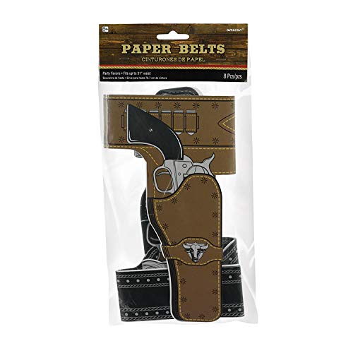 Amscan Western Cowboy Printed Paper Belts, One Size, Black & Brown2
