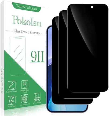 Pokolan 2 Pack Privacy Screen Protector For IPhone 14 Pro, Purple Anti Spy Tempered Glass, 9H Hardness, Case Friendly, Anti Scratch, No Bubbles