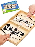 Hockey Brettspiel, Holz Sling Puck Spiel, Zwei-Spieler-Brettspiel,Tischhockey, Schnell Bouncing Brettspiel, Portable Schachbrettset Partyspiele Tisch-Desktop-Spiel