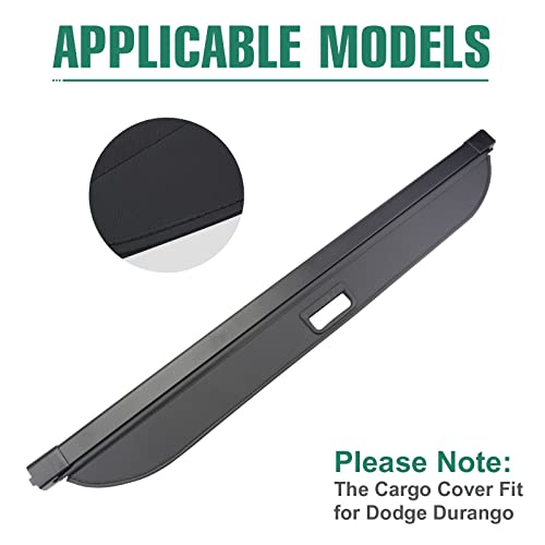 SAOKNCE Cargo Cover Fit for 2011-2021 Dodge Durango Rear Storage Waterproof Retractable Rear Trunk Security Cover Shielding Shade Black (Only Fit for The Installation Position of The Third Row) by SAOKNCE - Image 3