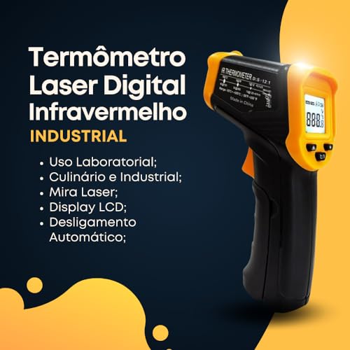 Termômetro Culinário e Ambiente Infravermelho, Medição Precisa e Rápida, Display Digital, Ergonômico