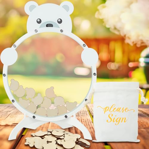 eoyodoio Bear Baby Shower Guest Book, Guest Book Alternatives, Guestbook to Sign in for Wedding Birthday Party Keepsake Reception Table Centerpiece Decorations