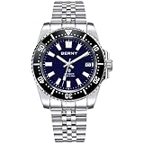 BERNY Dive Watch for Men AR Coating Sapphire Glass Rotating Bezel Automatic Wristwatch with Screw-in
