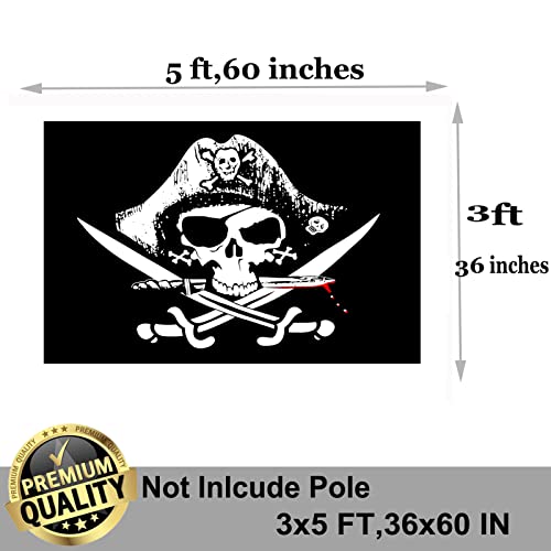 Dead Man's Chest Pirate Flags 3X5 Outdoor Double Sided Made In Usa-Jolly Roger Rodger Flag 3 Ply Heavy Duty Fade Resistant Banner For Halloween Boat Indoor Outside Outdoor #TOP5