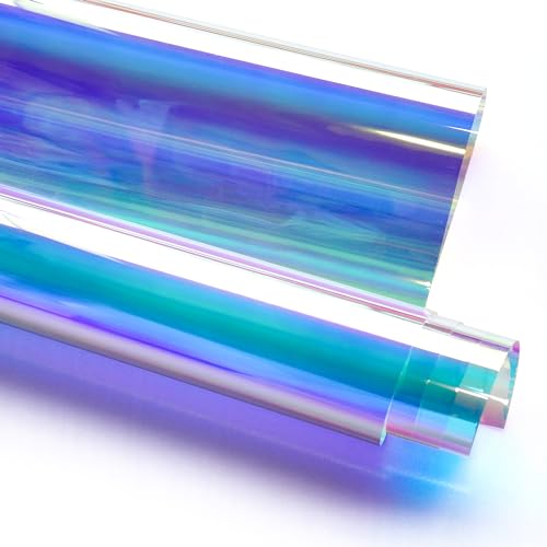 HUTUAYMX Holographic Decorative Glass Film Iridescent Window Film Adhesive Glass Film Dichroic Film Rainbow Window Film Fantasy Film for Crafts Home Decal DIY Party Decoration,17.4Inch x 10Feet