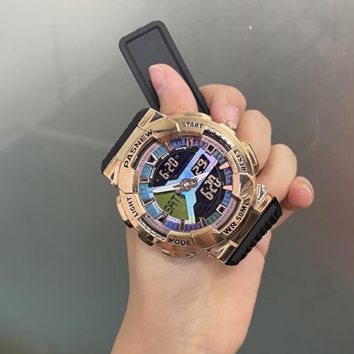 Image of PASNEW Boys' Watches - Dual Display, Large Dial Sport Watch, Black Outdoor Watch for Boys & Teens - Waterproof