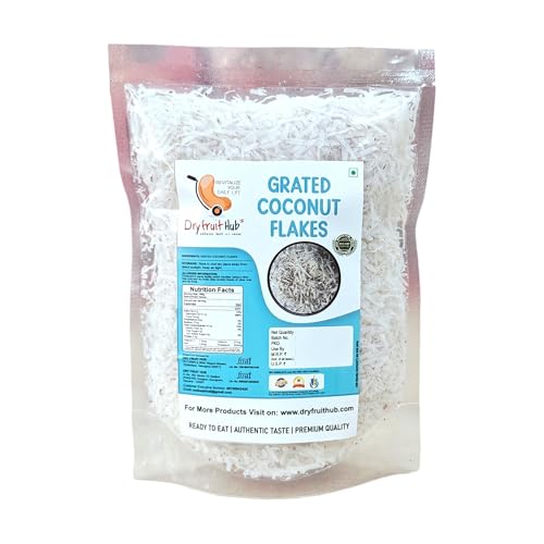 Image of Dry Fruit Hub Fresh Grated Coconut Flakes (Copra Kadi) 400g | Fresh 100% Natural & Unsweetened | Perfect for Cooking, Baking, and Garnishing | Dry Coconut Flakes