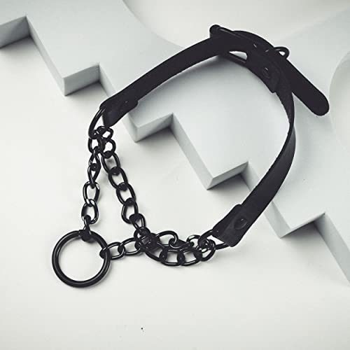 MANFNEE PU Leder Choker Punk Goth Emo Circle Kette Choker Halsband Halskette für Frauen Männer verstellbar