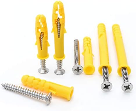 Wall Plug Screw Assortment Kit,3 Different Plastic Expansion Wall Plugs & Self Tapping Screws for Mounting Repairing Building Secure Drilling 60 PCS