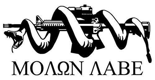Molon Labe Assault Rifle Snake Gun Weapon - Sticker Graphic - Auto, Wall, Laptop, Cell, Truck Sticker for Windows, Cars, Trucks