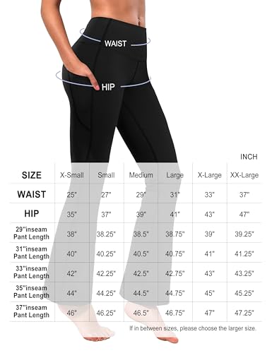 Image of BUBBLELIME 29 inch /31 inch /33 inch /35 inch /37 inch Women High Waist Bootlegs Yoga Pants Tummy Control Bootcut Workout Flared Out Pockets