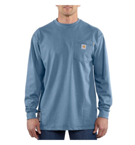 Carhartt Mens Flame Resistant Force Cotton Long Sleeve T-Shirt (Big & Tall) Fashion t Shirts, Medium Blue, XX-Large Tall US