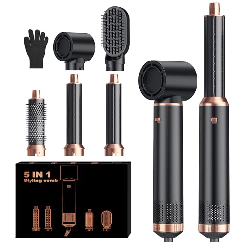 Image of 5 in 1 Blow Dryer Brush, Upgrade Hair Dryer Brush Set Negative Ion Air Styler Curling Wrap Air Curler, Hot Air Brush Curling Iron Hair Styling Tools As A Gift for Straight /Curl /Dry /Smooth