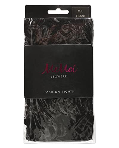 Memoi Women's Swirly Lace Sheer Tights Black S-M #TOP1
