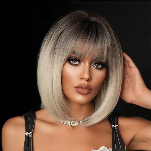 Perruque courte à boutons contre les coiffages difficiles : cheveux raides et frange - 2