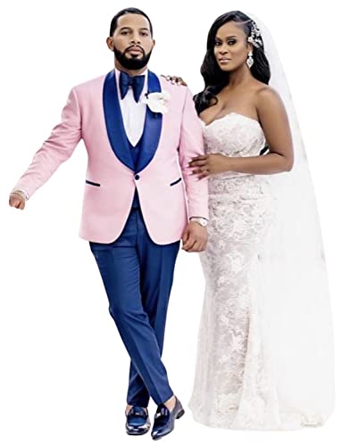 Men's Shawl Lapel Tuxedos Three Pieces Party Dinner One Button Suit