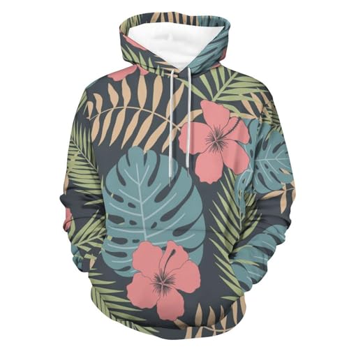 Sweatshirt pull contre le froid léger avec motif feuille rétro UMENG S