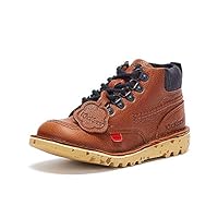Kickers Kick Hi Winter Junior Boys Leather Ankle Boot, Tan, Size 12.5